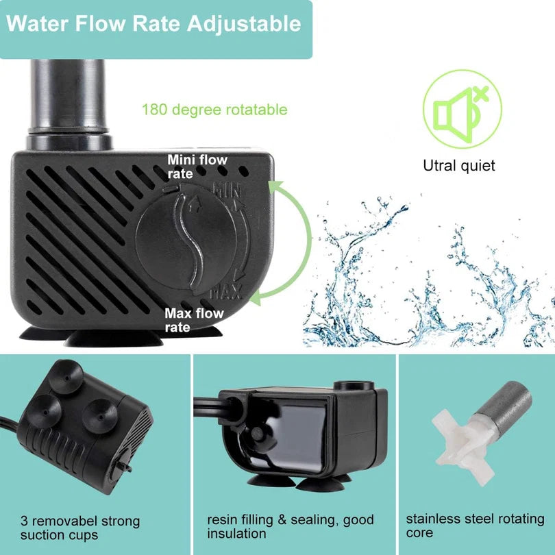Hygger HG939-3W Multipurpose Mini Water Pump | 200 LPH, Ultra-Quiet