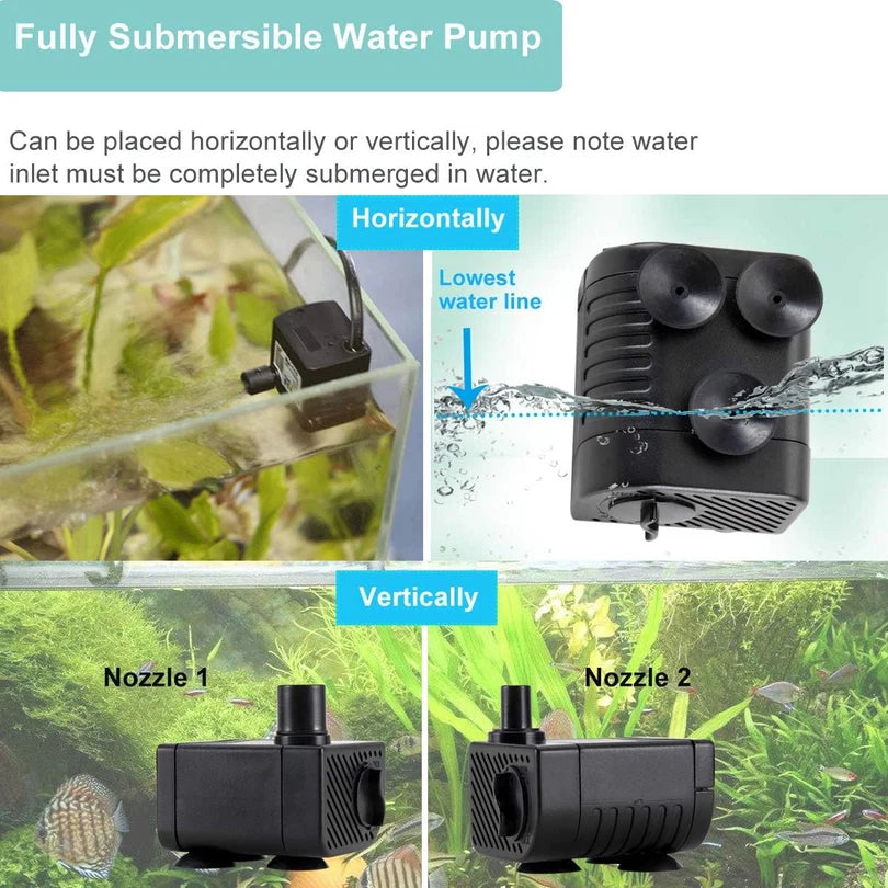 Hygger HG939-3W Multipurpose Mini Water Pump | 200 LPH, Ultra-Quiet