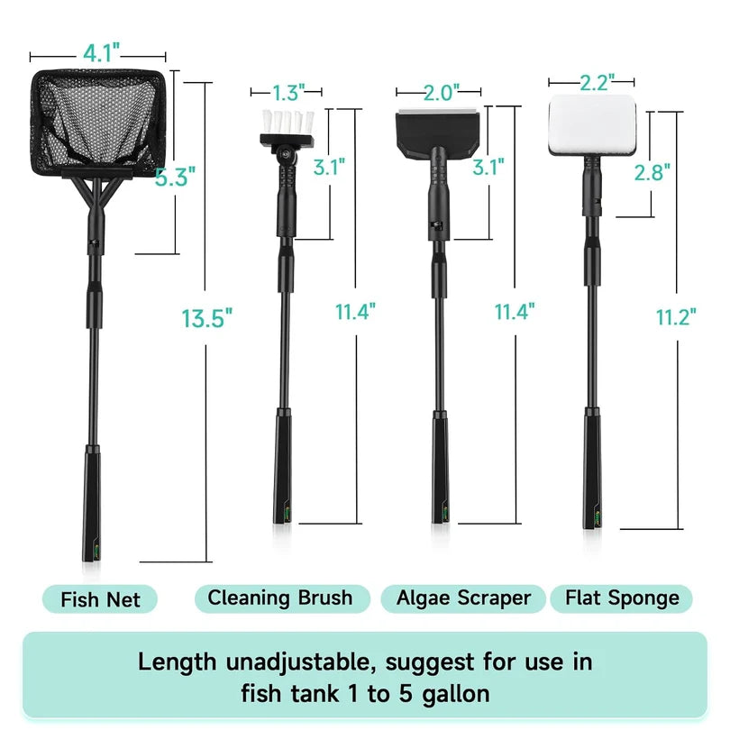 Hygger HGY0001-S 4-in-1 Aquarium Cleaning Tool Kit | Carbon Fibre