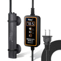 Aquarium heater controller with digital display and power cord on a white background