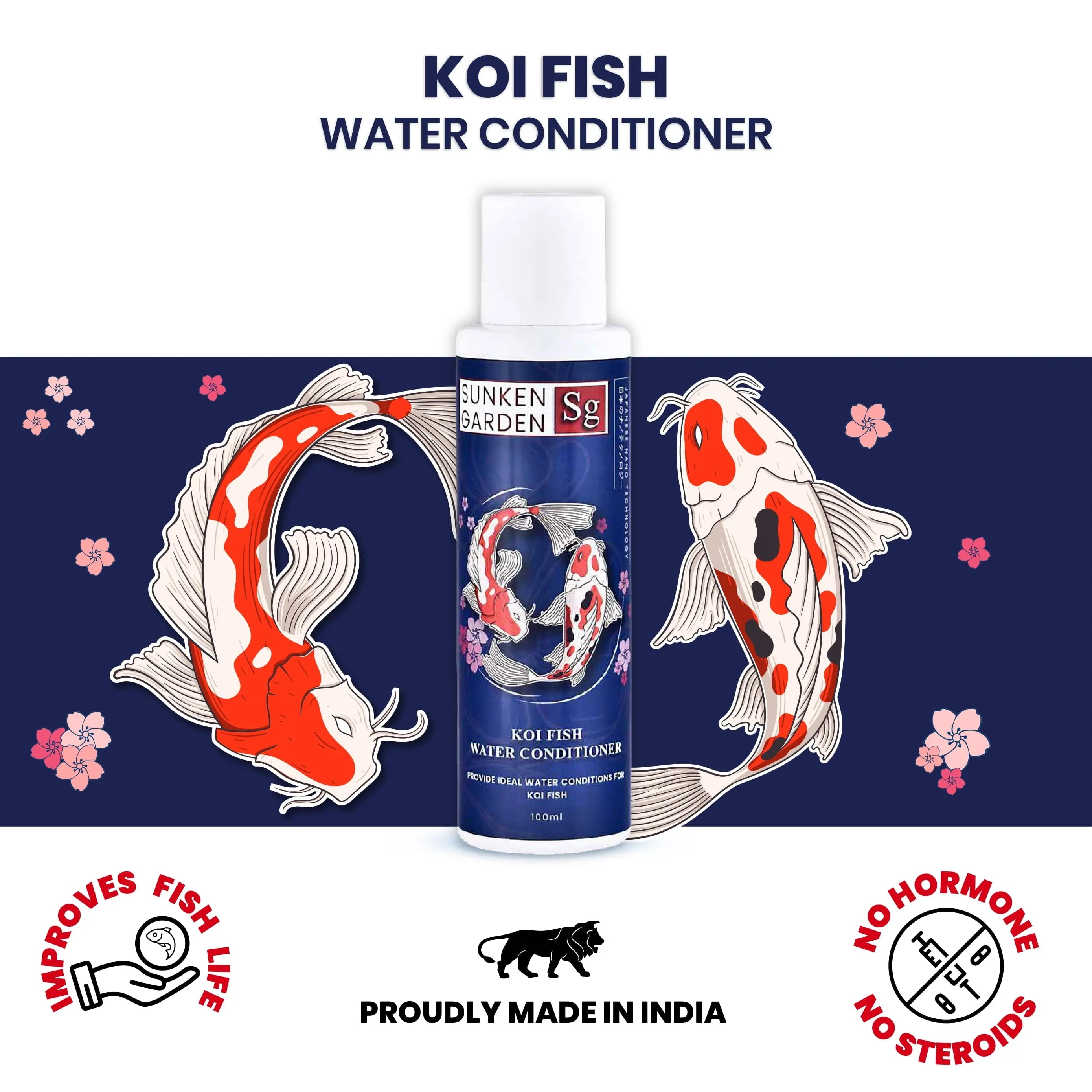 Sunken Garden Koi Fish Water Conditioner – pH Balance • Chlorine Removal • Bacteria Boost • Digestive Support | For Indian Koi & Pond Water Sunken Garden Pvt Ltd