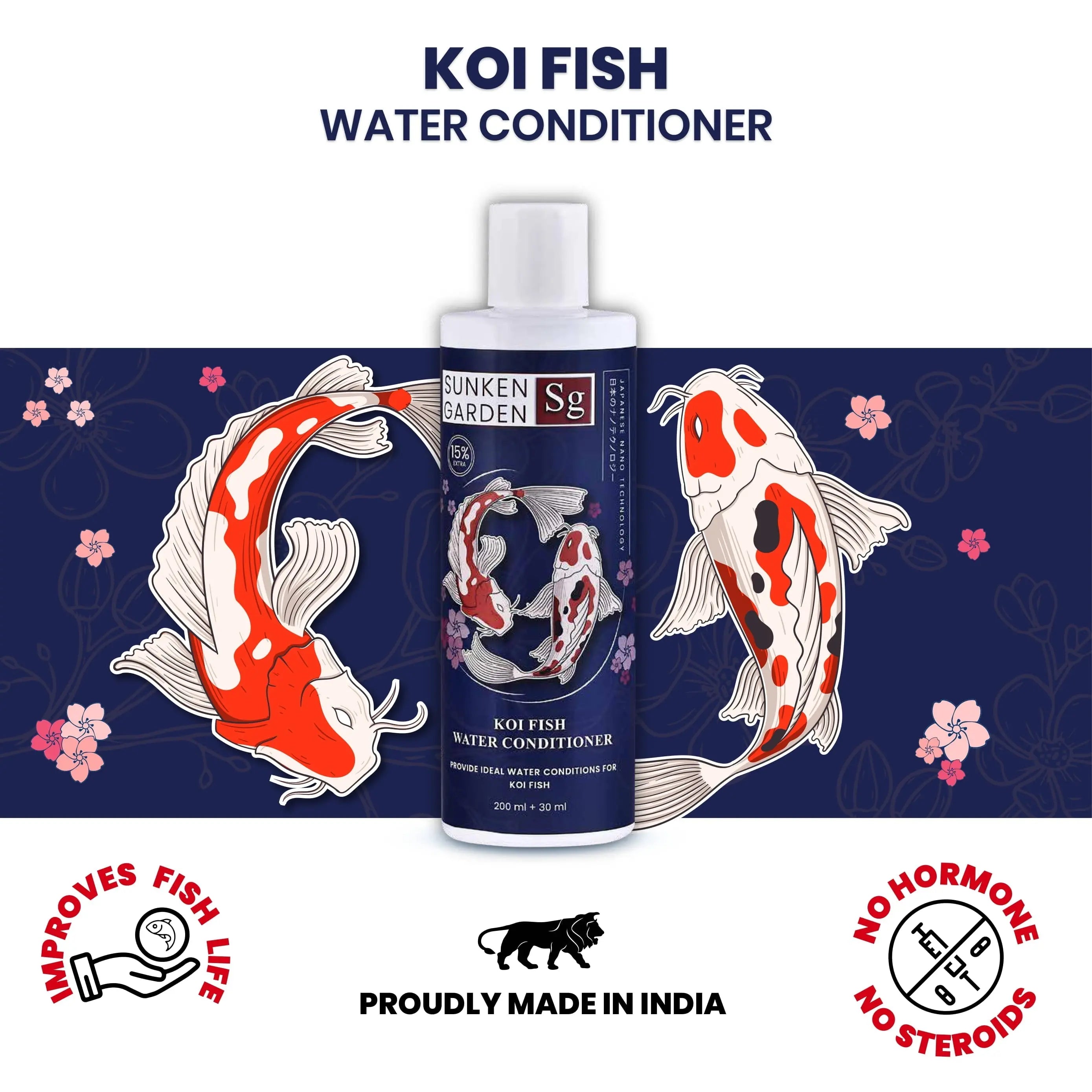 Sunken Garden Koi Fish Water Conditioner – pH Balance • Chlorine Removal • Bacteria Boost • Digestive Support | For Indian Koi & Pond Water Sunken Garden Pvt Ltd
