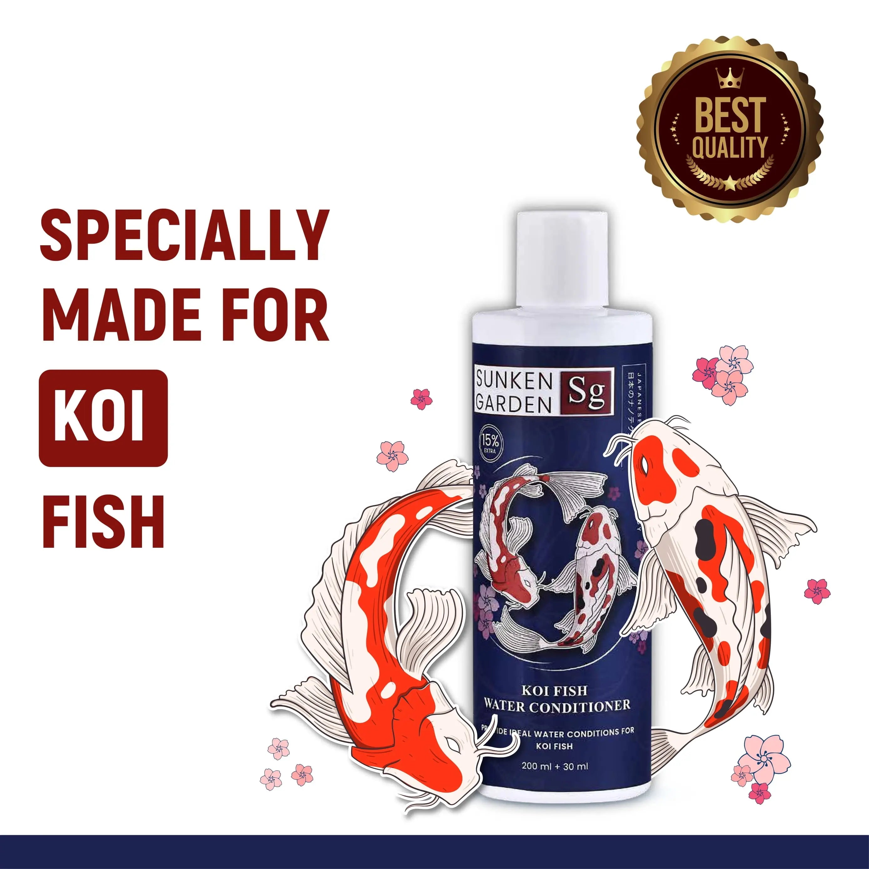 Sunken Garden Koi Fish Water Conditioner – pH Balance • Chlorine Removal • Bacteria Boost • Digestive Support | For Indian Koi & Pond Water Sunken Garden Pvt Ltd