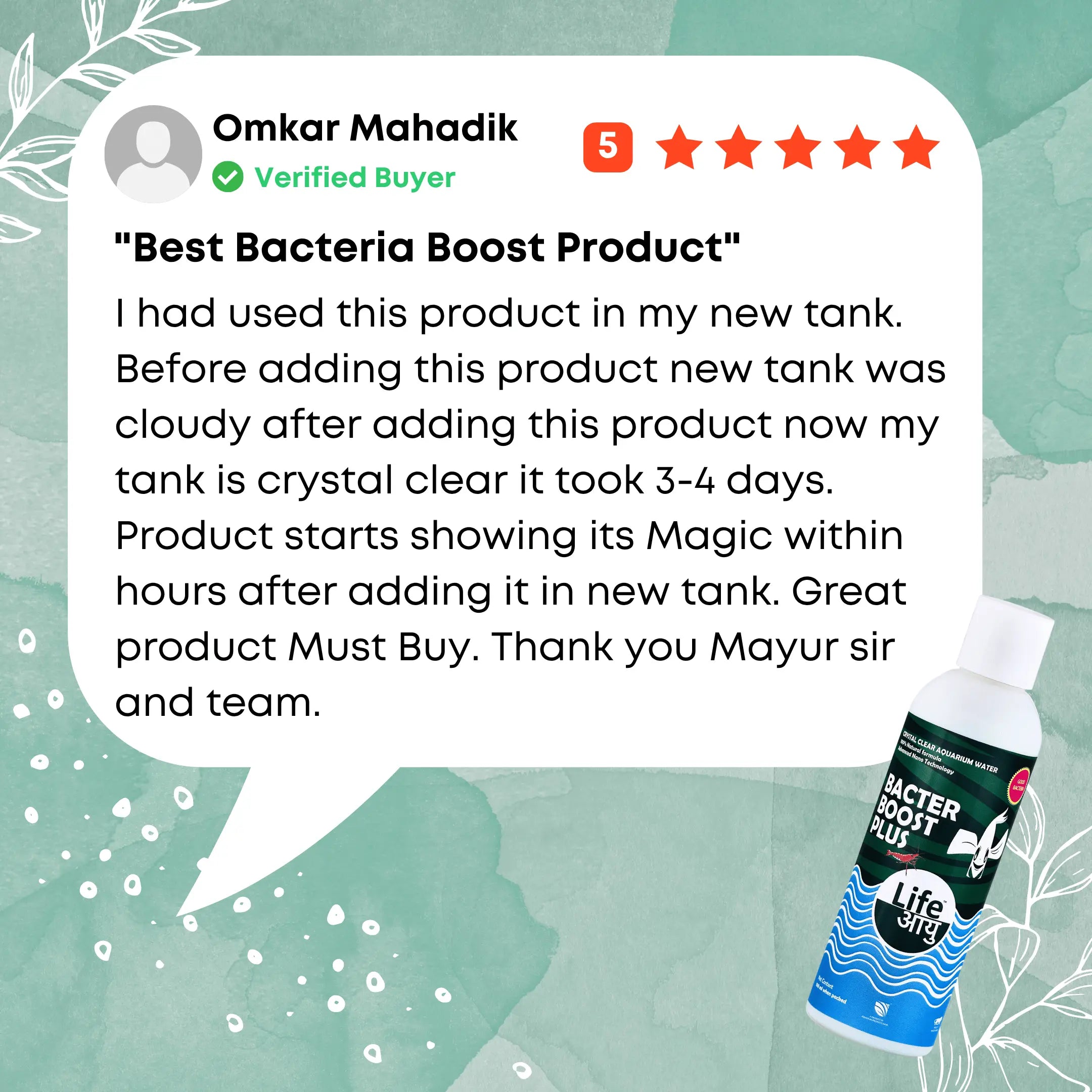 I had used this product in my new tank. Before adding this product new tank was cloudy after adding this product now my tank is crystal clear it took 3-4 days. Product starts showing its Magic within hours after adding it in new tank. Great product Must Buy. Thank you Mayur sir and team.