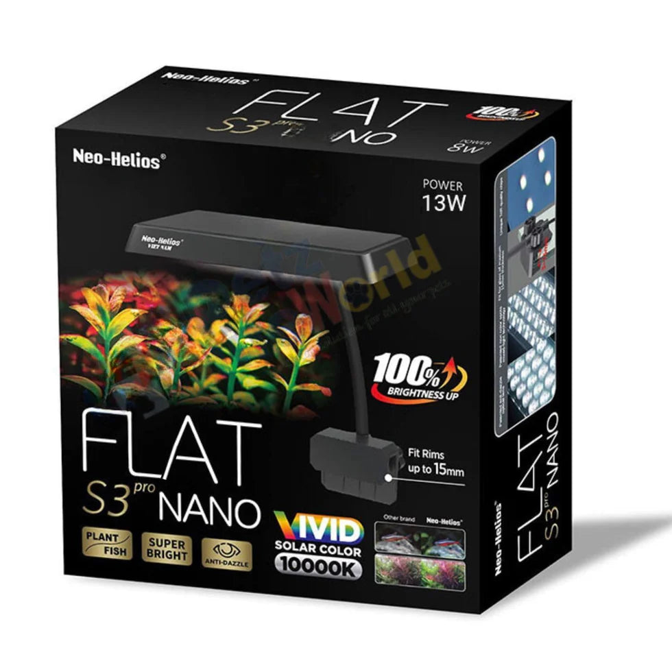 Neo Helios Flat Nano S3 Pro+ 13W Full Spectrum 10000K LED Light for Planted Aquarium