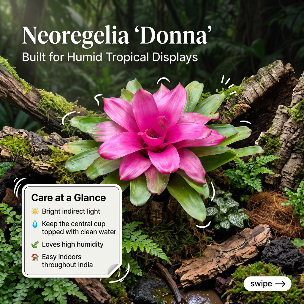 Neoregelia 'Donna' – Live Bromeliad for Terrariums & Vivariums | India infographic 2