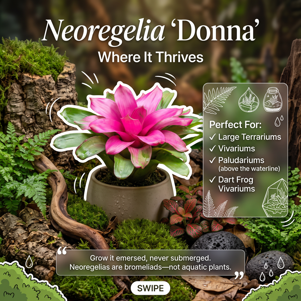 Neoregelia 'Donna' – Live Bromeliad for Terrariums & Vivariums | India infographic 3