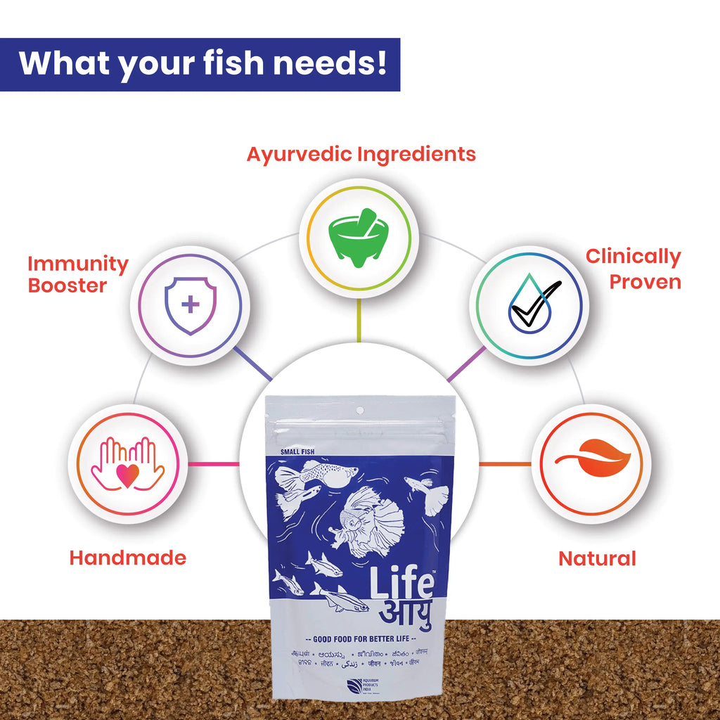 Life AAYU Neutral Fish Food – Ayurvedic Daily Diet for All Fish Sizes Aquarium Products India