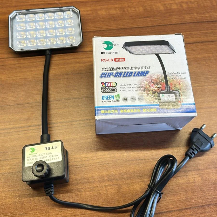 RS Electrical RS-L8 Clip-On LED Lamp (8W) – 10000K High-Brightness Light for Aquariums