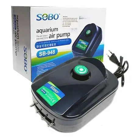 SOBO SB‑948 Silent 8 W 4‑Outlet Aquarium Air Pump – Adjustable Flow 4×3 L/min – Energy‑Efficient AC Pump for Indian Home & Koi Tanks Fish Bazaar