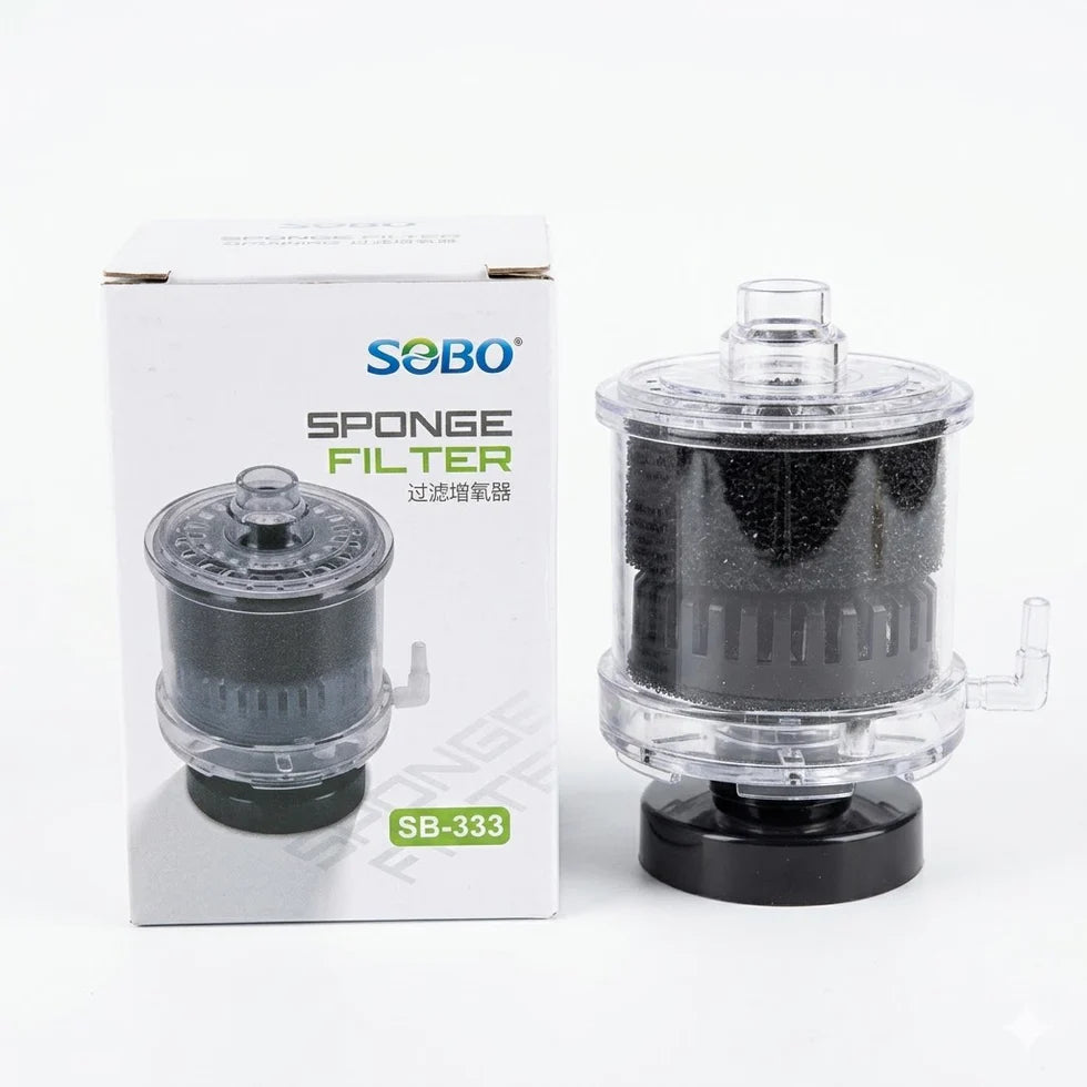 Sobo SB-333 Aquarium Sponge Filter – Compact Enclosed Bio-Sponge with Ceramic Media Chamber Onyxaqua
