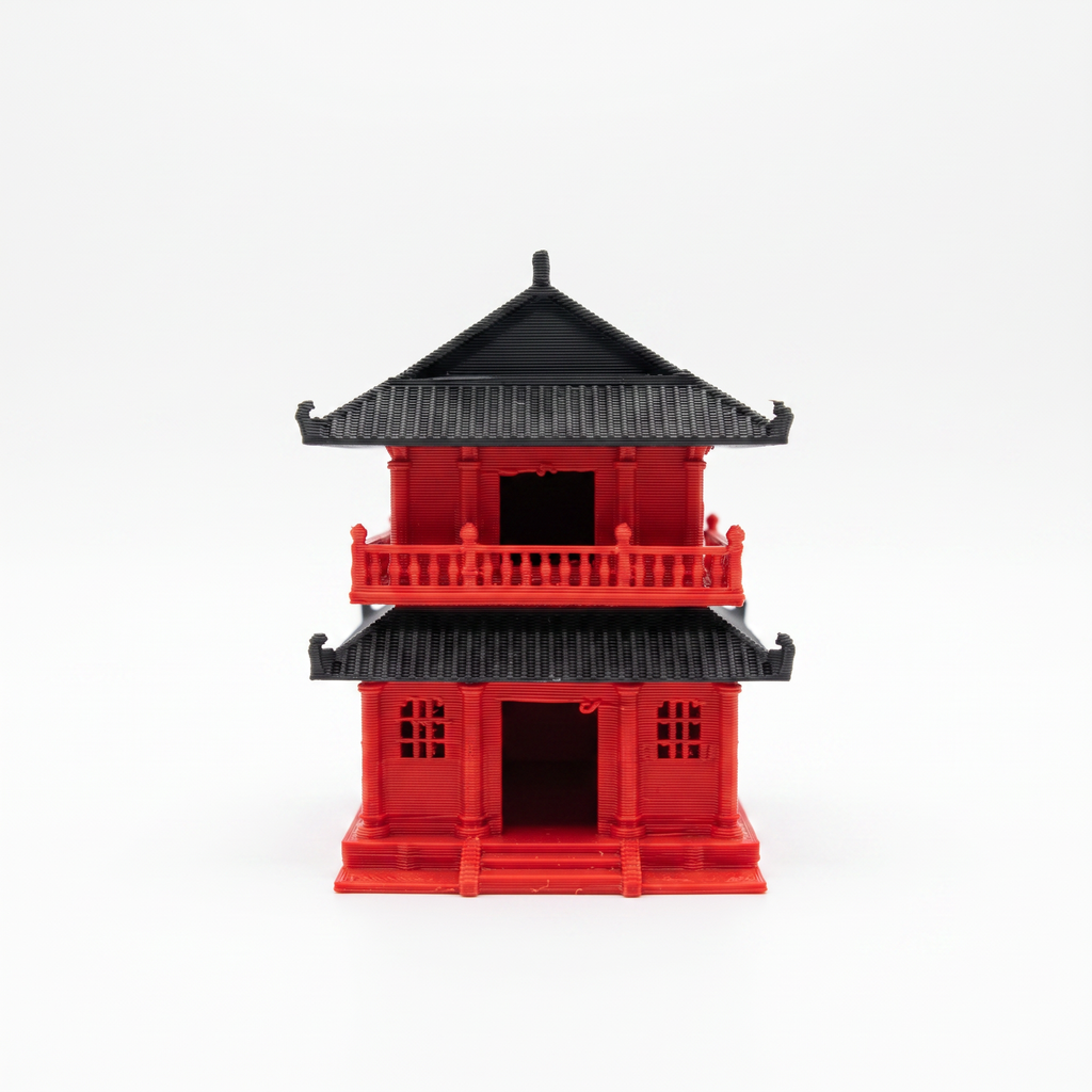 Square Double-Story Building (Aquarium & Terrarium Decor) front view