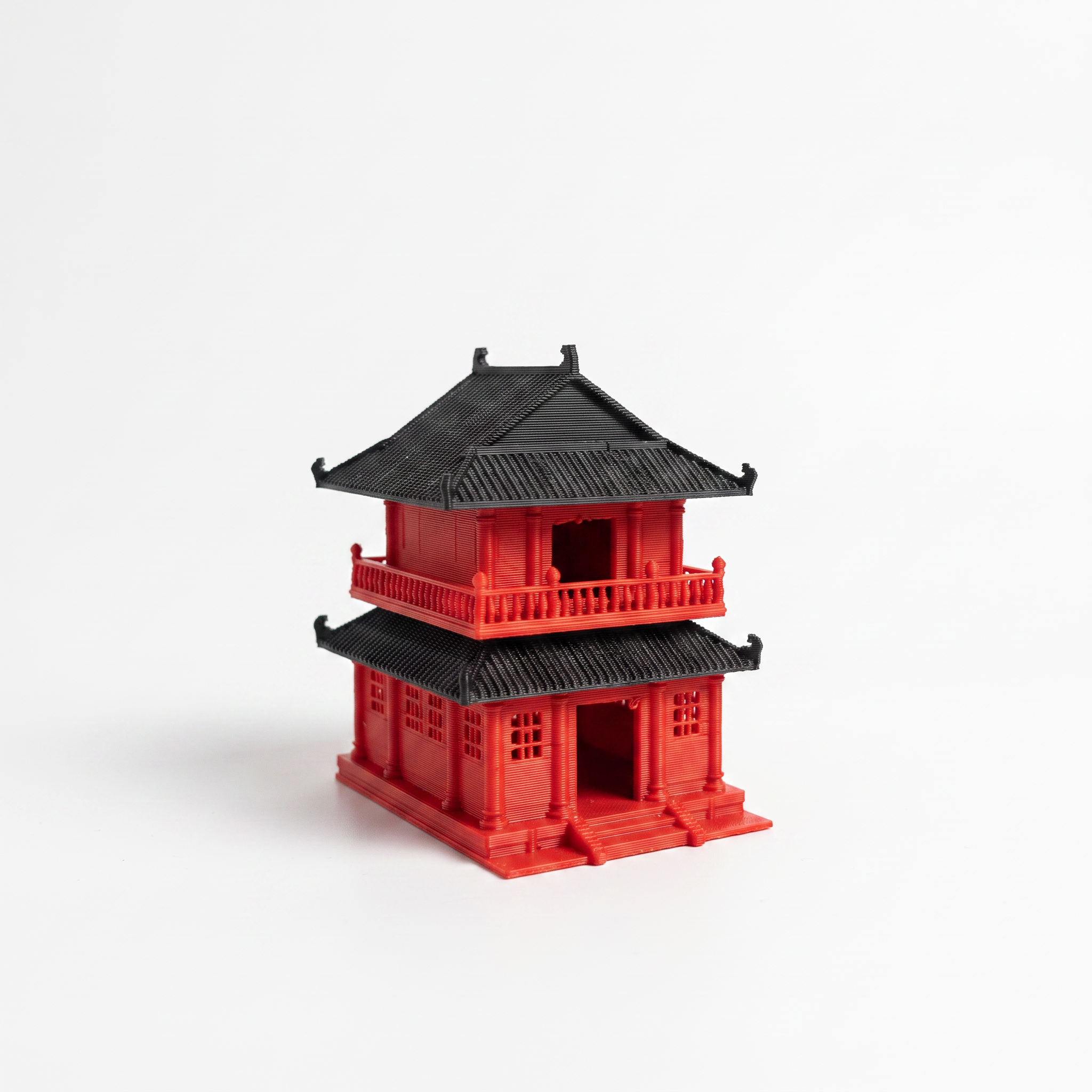 Square Double-Story Building (Aquarium & Terrarium Decor) side view