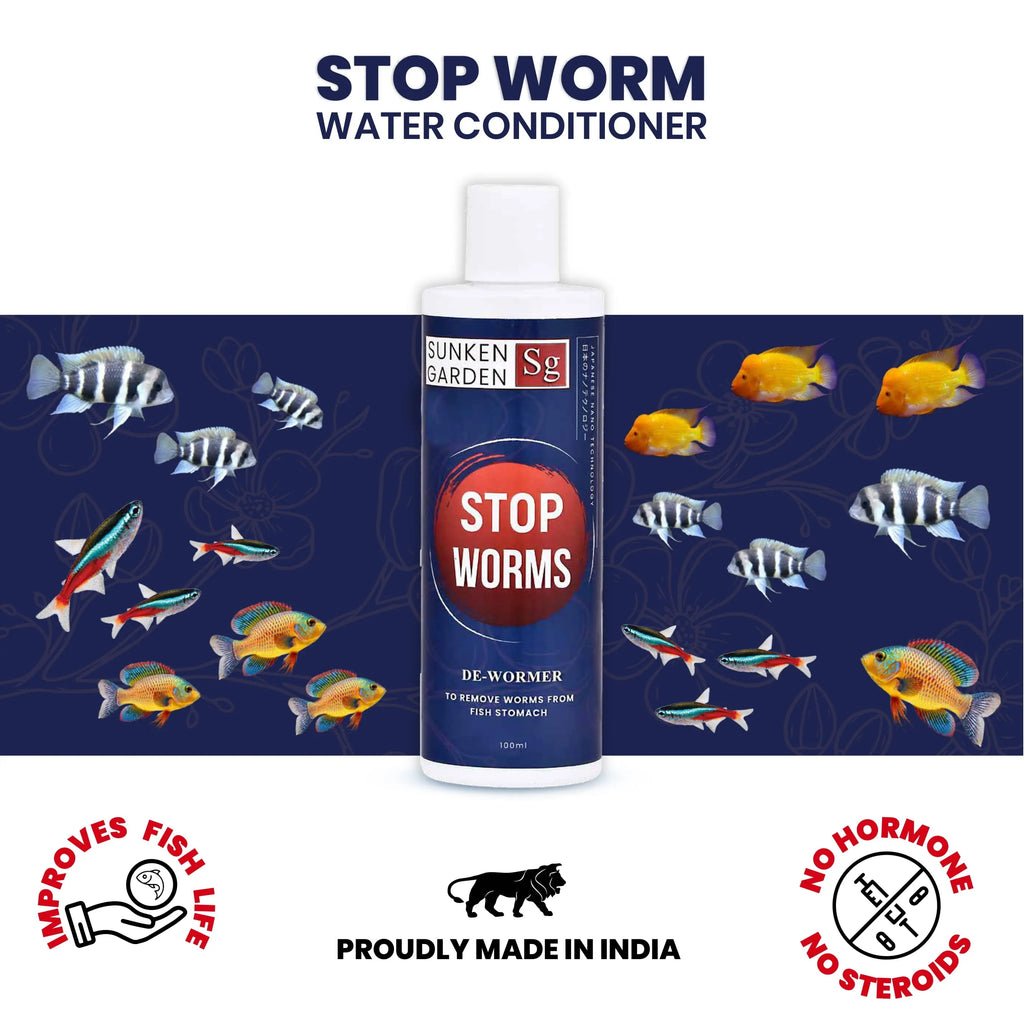 Sunken Garden Stop Worms | Liquid De-Wormer for Freshwater Aquariums | Safe for Fish, Shrimp & Snails Sunken Garden Pvt Ltd