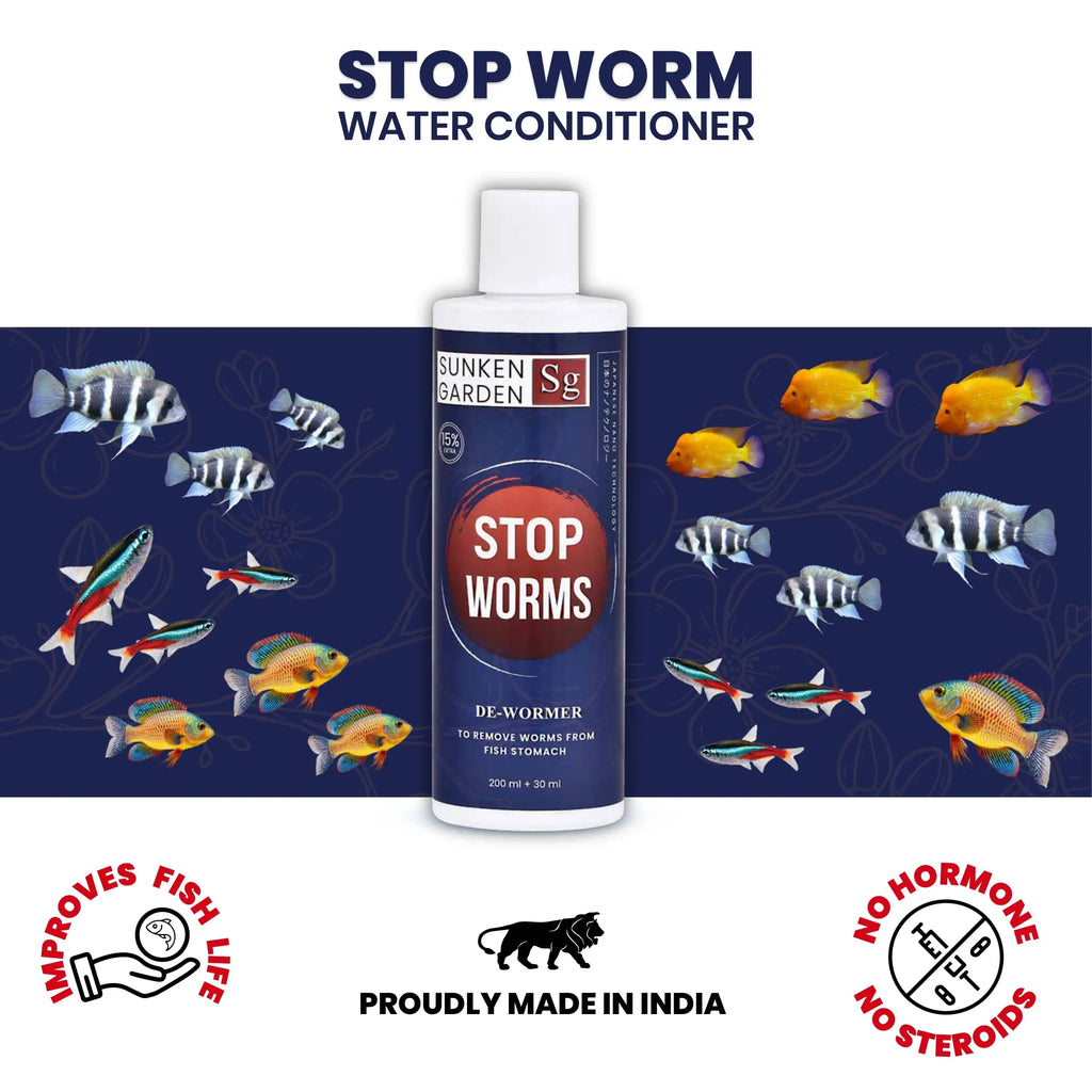 Sunken Garden Stop Worms | Liquid De-Wormer for Freshwater Aquariums | Safe for Fish, Shrimp & Snails Sunken Garden Pvt Ltd
