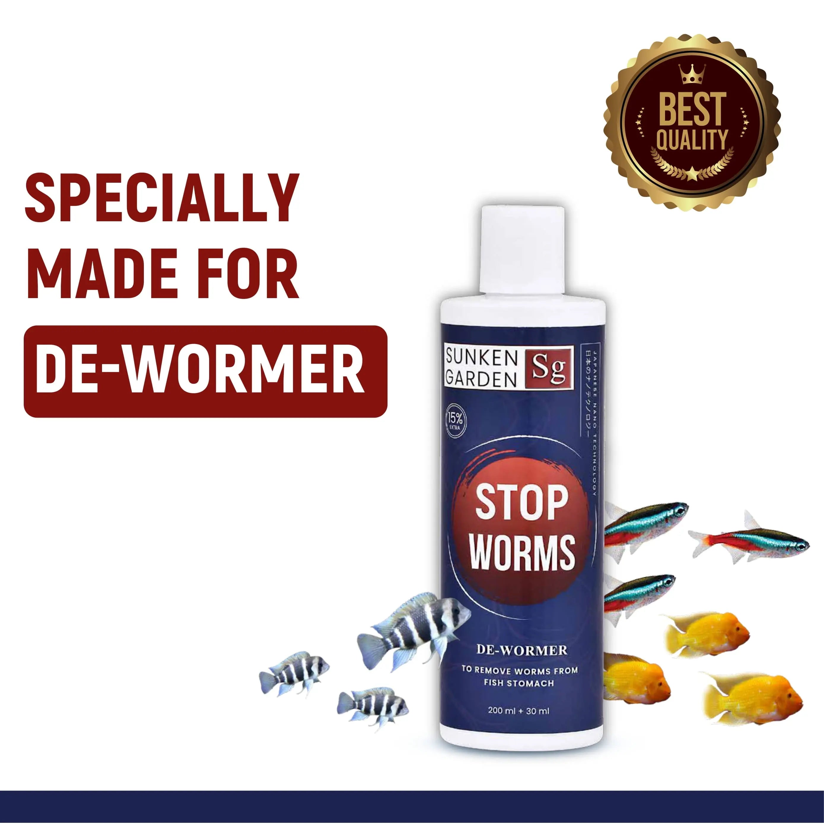 Sunken Garden Stop Worms | Liquid De-Wormer for Freshwater Aquariums | Safe for Fish, Shrimp & Snails Sunken Garden Pvt Ltd
