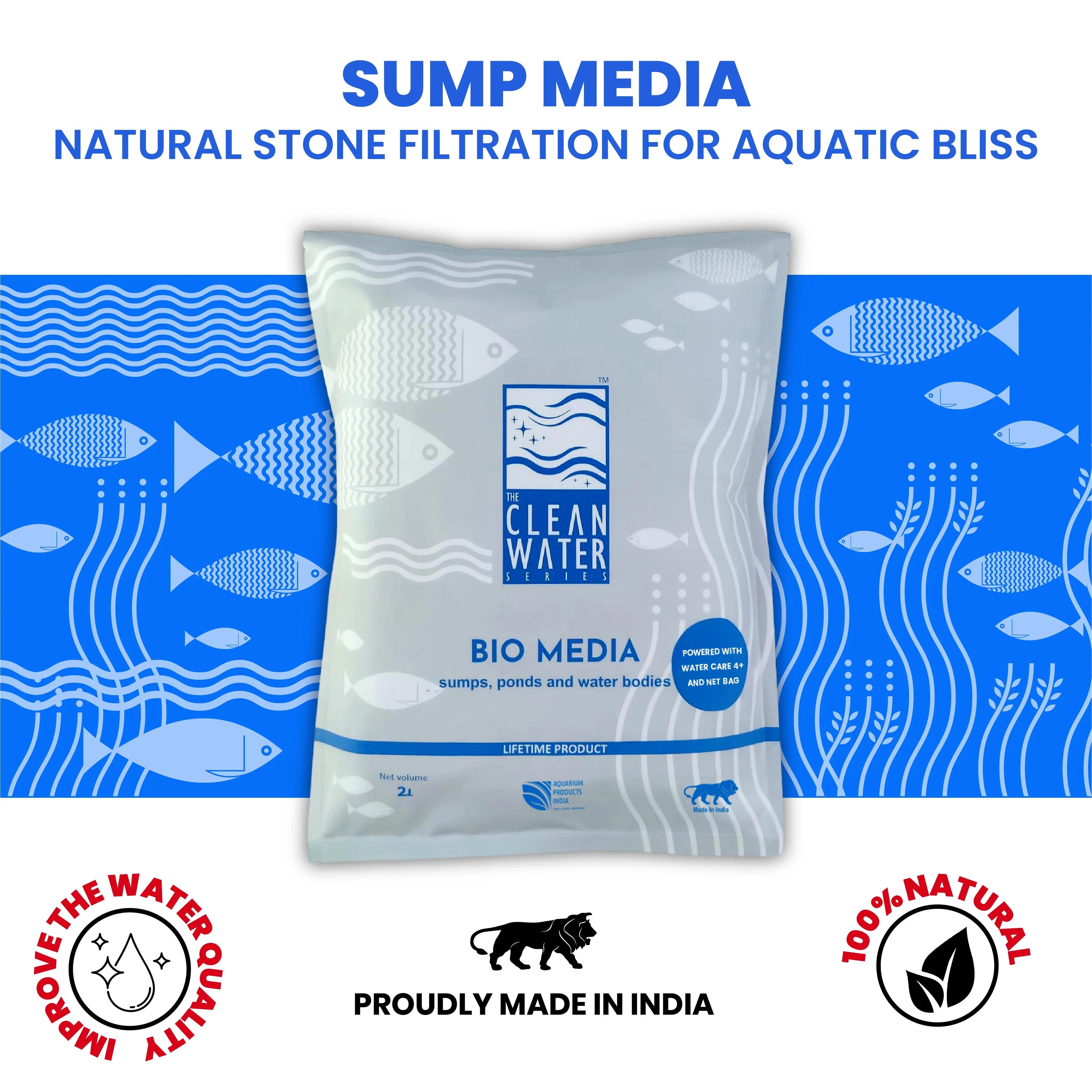 Tcws Sump Media 2L/ 1KG Natural Stone Filtration for Aquatic Bliss Aquarium Products India