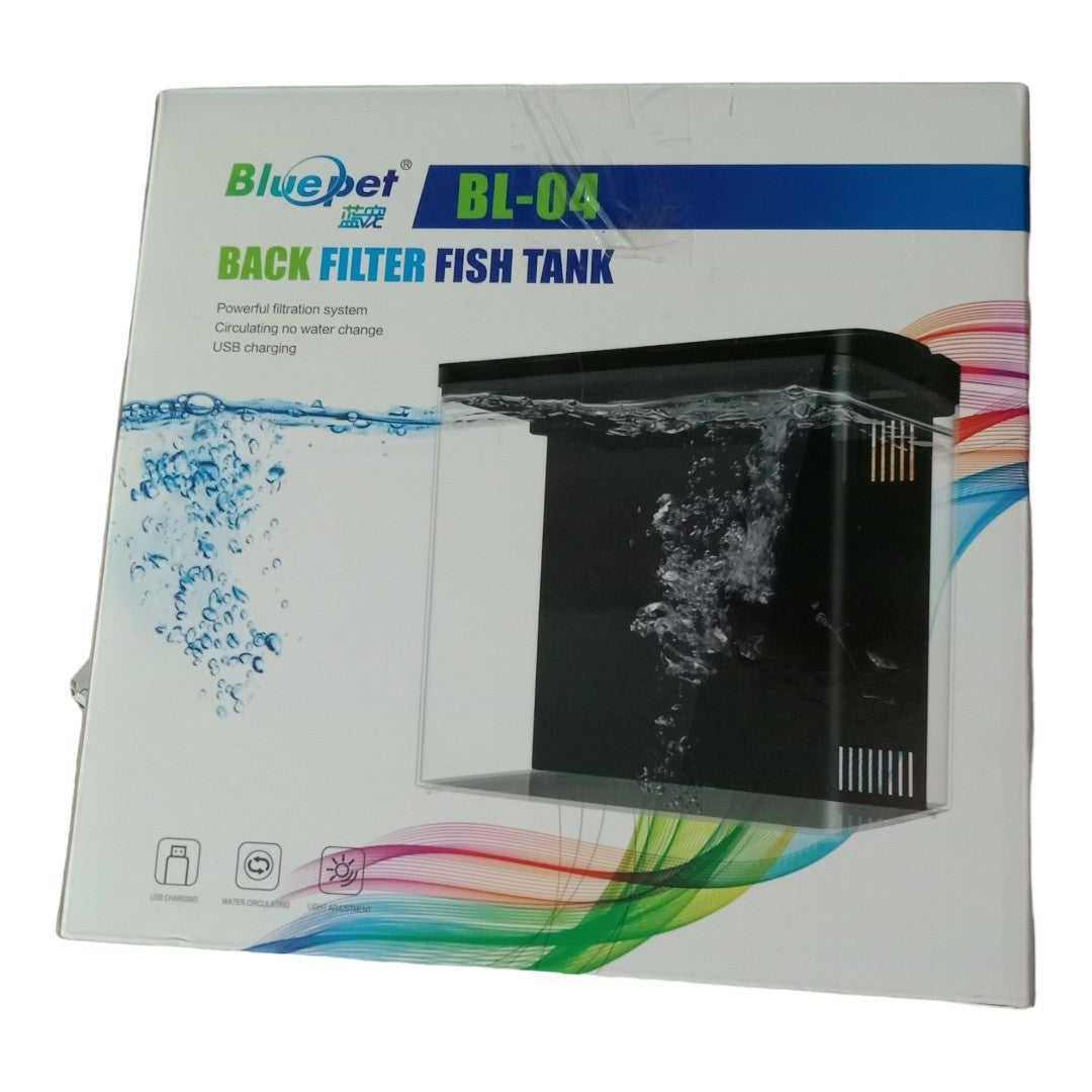 Bluepet BL-04 Nano Aquarium Tank | 5L Desktop Glass Fish Tank with Filter & LED Light (All-in-One)