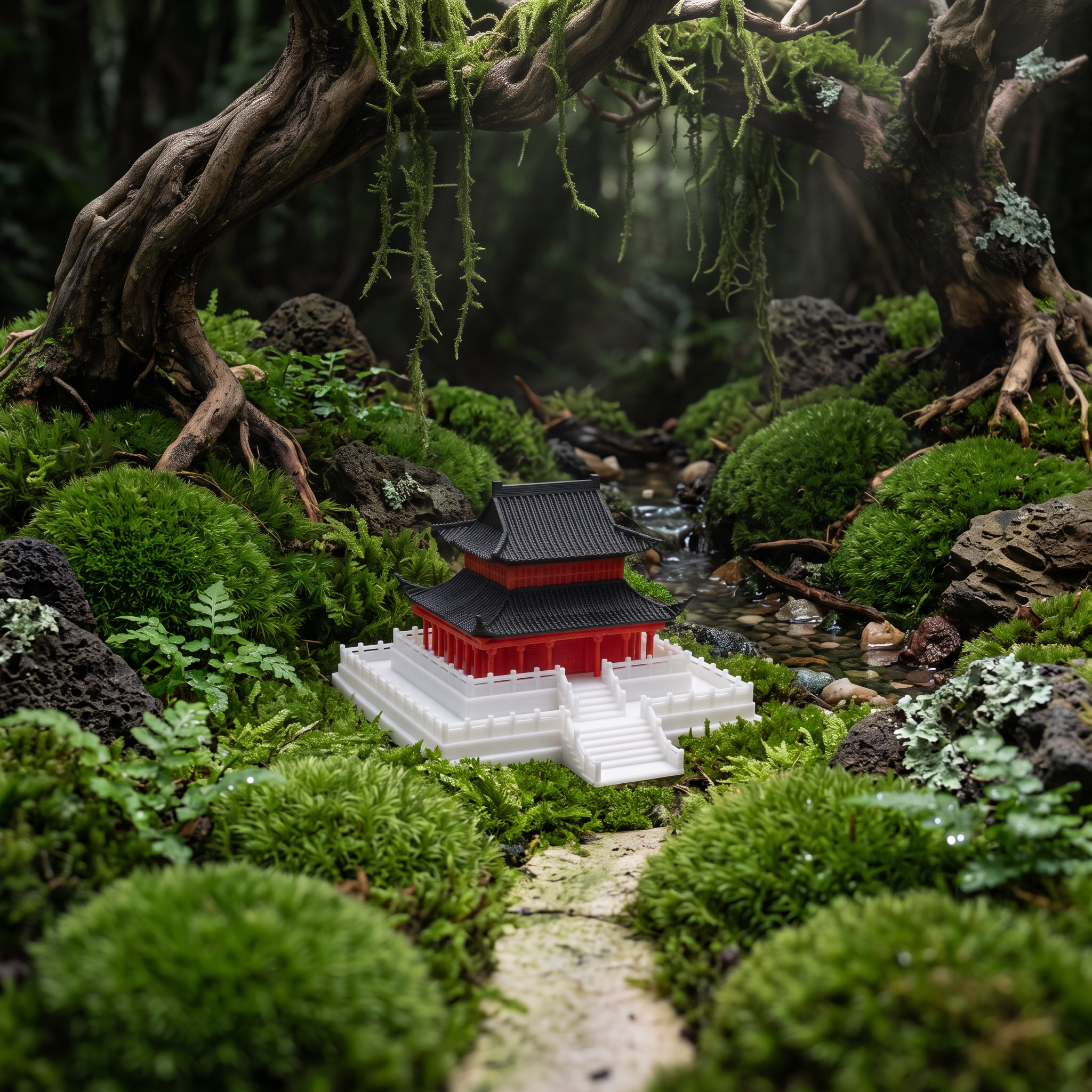 Xian Tower Pagoda (Aquarium & Terrarium Decor) in terrarium