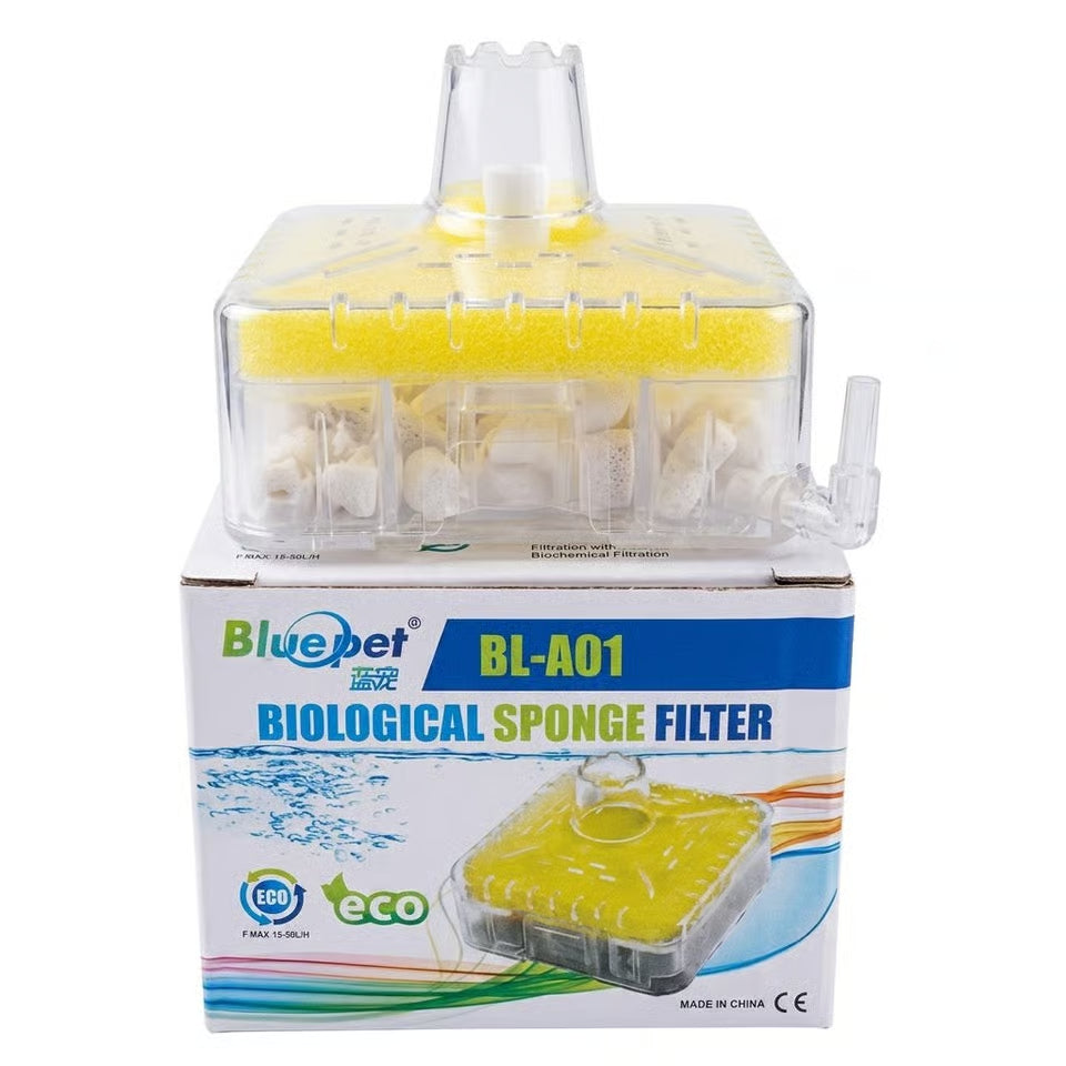 Bluepet BL-A01 Square Biological Sponge Filter | 3-in-1 Compact Filtration System