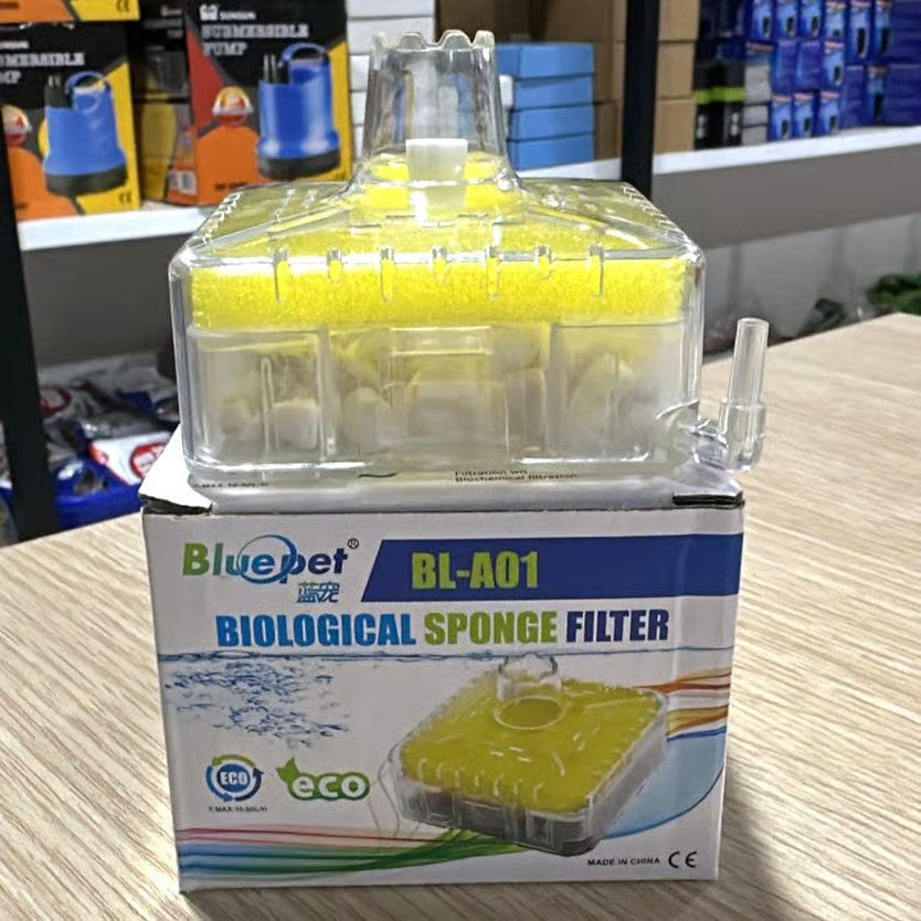 Bluepet BL-A01 Square Biological Sponge Filter | 3-in-1 Compact Filtration System