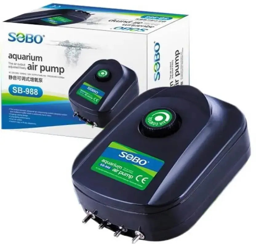 SOBO SB‑988 12W Adjustable Aquarium Air Pump – 4 Outlets, Silent Operation – Ideal for India (Freshwater & Marine Tanks) Fish Bazaar