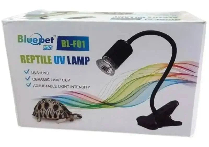 Blue Pet BL-F01 50W Reptile Heat Lamp | UVA/UVB Basking Lamp with Adjustable Heat & Clamp for Turtle, Tortoise & Bearded Dragon